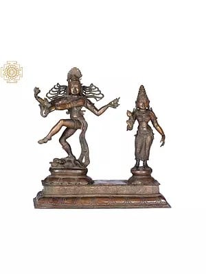 20" Lord Nataraja with Devi Parvati | Madhuchista Vidhana (Lost-Wax) | Panchaloha Bronze from Swamimalai