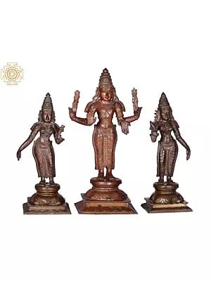 18" Sri Subramanya with his consorts Valli and Devasena| Madhuchista Vidhana (Lost-Wax) | Panchaloha Bronze from Swamimalai