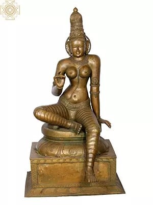 45" Large Devi Uma (Bhoga Shakti) | Madhuchista Vidhana (Lost-Wax) | Panchaloha Bronze from Swamimalai