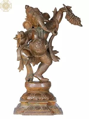 21" Lord Ganesha Holding Bananas | Madhuchista Vidhana (Lost-Wax) | Panchaloha Bronze from Swamimalai