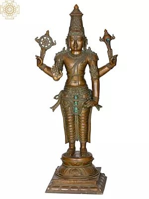 38" Large Lord Perumal | Madhuchista Vidhana (Lost-Wax) | Panchaloha Bronze from Swamimalai