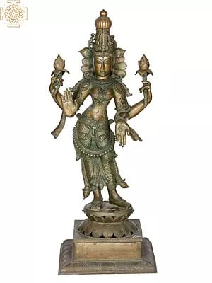 33" Large Standing Devi Lakshmi | Madhuchista Vidhana (Lost-Wax) | Panchaloha Bronze from Swamimalai