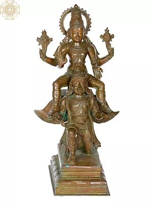 17" Vishnu Seated on Garuda | Madhuchista Vidhana (Lost-Wax) | Panchaloha Bronze from Swamimalai