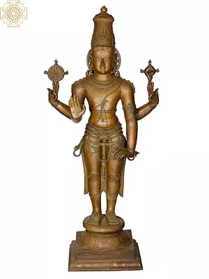 60" Large Lord Perumal | Madhuchista Vidhana (Lost-Wax) | Panchaloha Bronze from Swamimalai