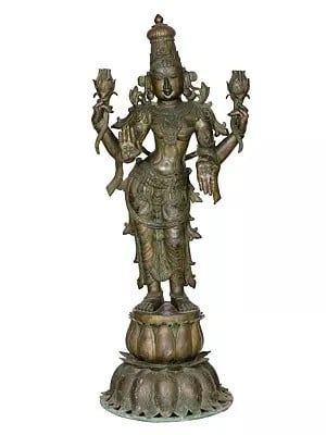 50" Large Standing Devi Lakshmi | Madhuchista Vidhana (Lost-Wax) | Panchaloha Bronze from Swamimalai