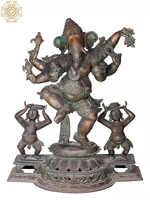 36" Large Six Armed Dancing Ganesha | Madhuchista Vidhana (Lost-Wax) | Panchaloha Bronze from Swamimalai