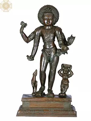 18" Pichandavar (Bhikshatana Shiva With One Of The Bhoota-Gana) | Handmade | Madhuchista Vidhana (Lost-Wax) | Panchaloha Bronze from Swamimalai