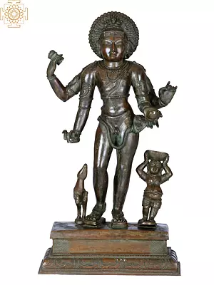 18" Pichandavar (Bhikshatana Shiva with One Of The Bhoota-Gana) | Handmade | Madhuchista Vidhana (Lost-Wax) | Panchaloha Bronze from Swamimalai