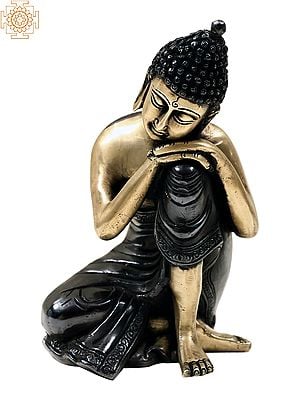 7" Brass Thinking Buddha