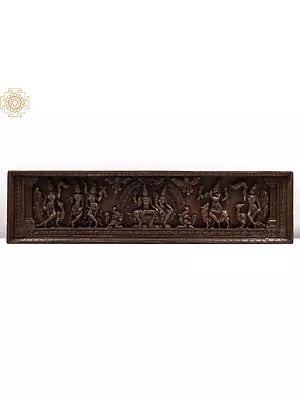 68" Large Wooden Vishnu Lakshmi Panel