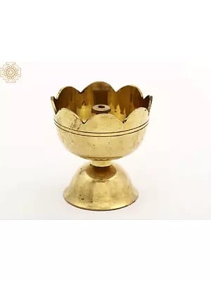 3" Brass Lotus Shape Akhand Diya