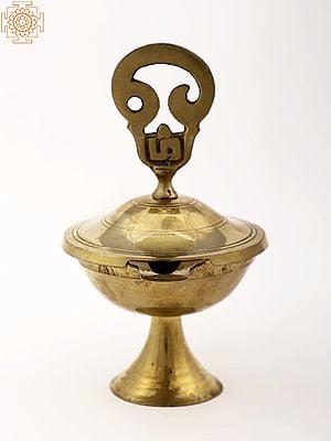 9" Brass Tamil Om Oil Lamp