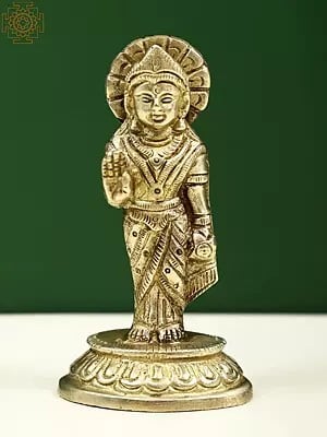 3" Small Brass Standing Goddess Lakshmi