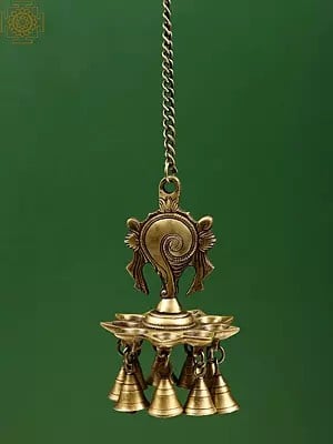 Brass Vaishnava Symbol Conch Hanging Lamp