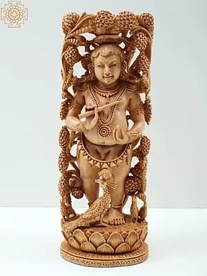 "Bala Krishna" Baby Krishna Standing Carved in Wood