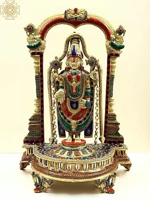 24" Brass Lord Venkateshwara as Balaji with Inlay Work