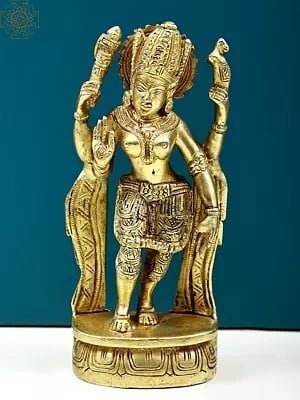 6" Small Standing Devi Parvati Statue in Brass