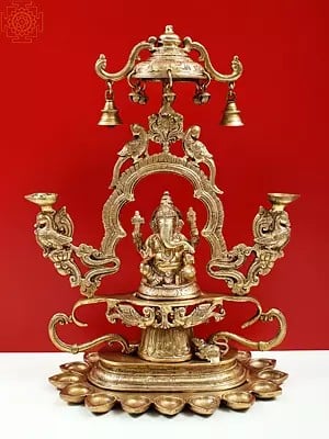 16" Lord Ganesha with Multiple Diyas