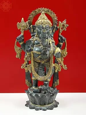 16" Lord ganesha Standing on Lotus Pedestal