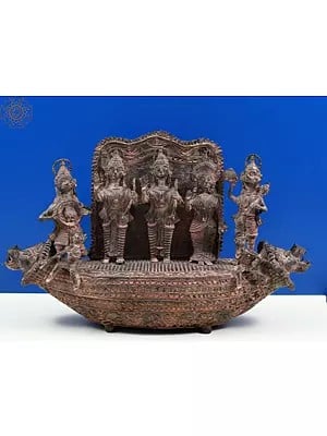 19' Shri Rama, Sita, Lakshman and Hanuman Ji (Tribal Dhokra Art)