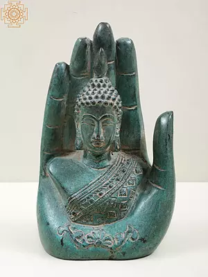 6" Brass Buddha Statue in Palm