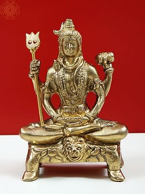 3" Small Mahayogi Shiva Sculpture in Brass