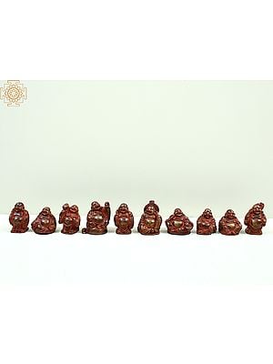 1" Small Brass Laughing Buddha Set