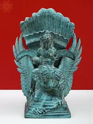 8" Brass Lord Vishnu Seated on Garuda
