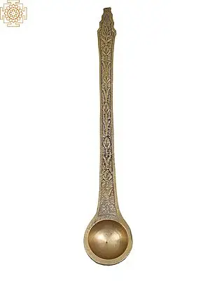 10" Brass Havan Spoon for Ritual Offerings