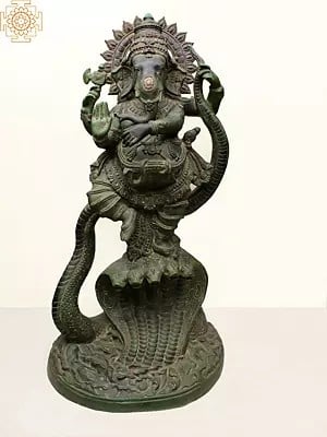 45" Large Lord Dancing Ganesha on Snake