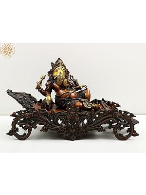 14" Brass Relaxing Ganesha