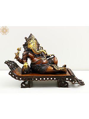 11" Brass Relaxing Ganesha