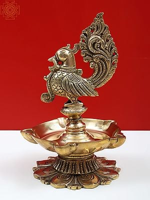 7" Brass Peacock Diya