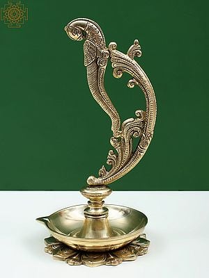 8" Brass Peacock Oil Diya