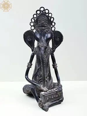 11" Brass Ganesha Playing Sitar
