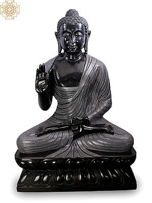 72" Super Large Gautam Buddha Preaching His Dharma | Black Marble | Shipped by Sea