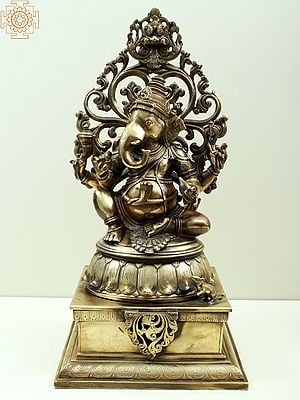 21" Superfine Lord Ekdanta Ganesha Bronze Statue | Hoysala Art | Solid Cast Piece