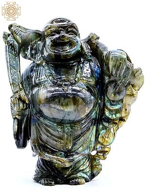 6" Small Laughing Buddha Made of Labradorite