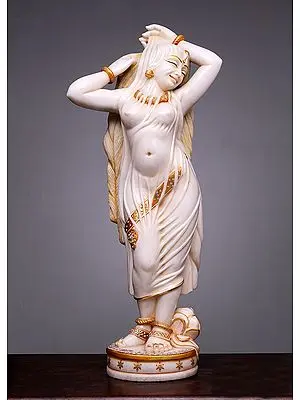 "Sundari" Woman in Relaxed Pose Marble Statue