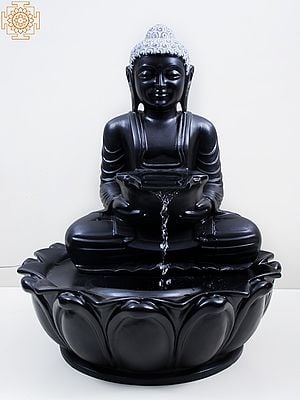 17" Black Marble Buddha Water Fall Fountain