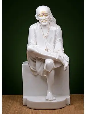 30" White Marble Shirdi Sai Baba | Handmade