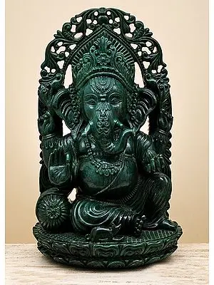 Large Green Jade Ganesha Sculpture