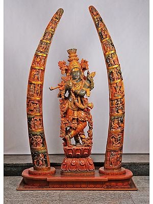 84" Large Wooden Krishna Tusk