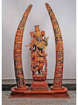 Divine Tusk Carved Krishna Statue