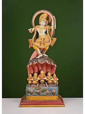 40" Large Wooden Kaliya Krishna