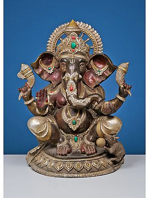 24" Brass Lord Ganesha in Ashirwad Mudra