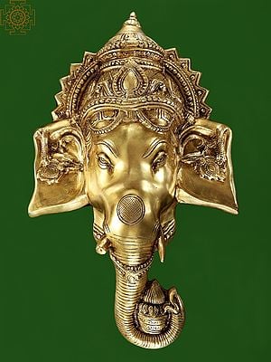 24" Ganesha Wall Hanging Large Mask In Brass | Handmade | Made In India
