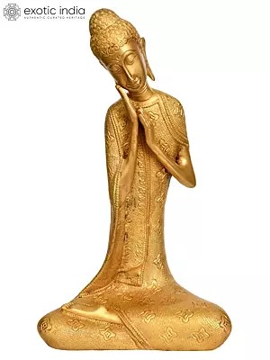 15" Thinking Buddha Brass Statue | Handmade | Made in India