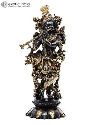 27" Superfine Lord Krishna Playing Flute In Brass | Handmade | Made In India