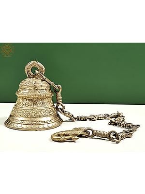 6" Auspicious Dashavatara Bell in Brass | Handmade | Made in India